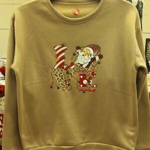 Festive Santa Graphic Beige Sweater